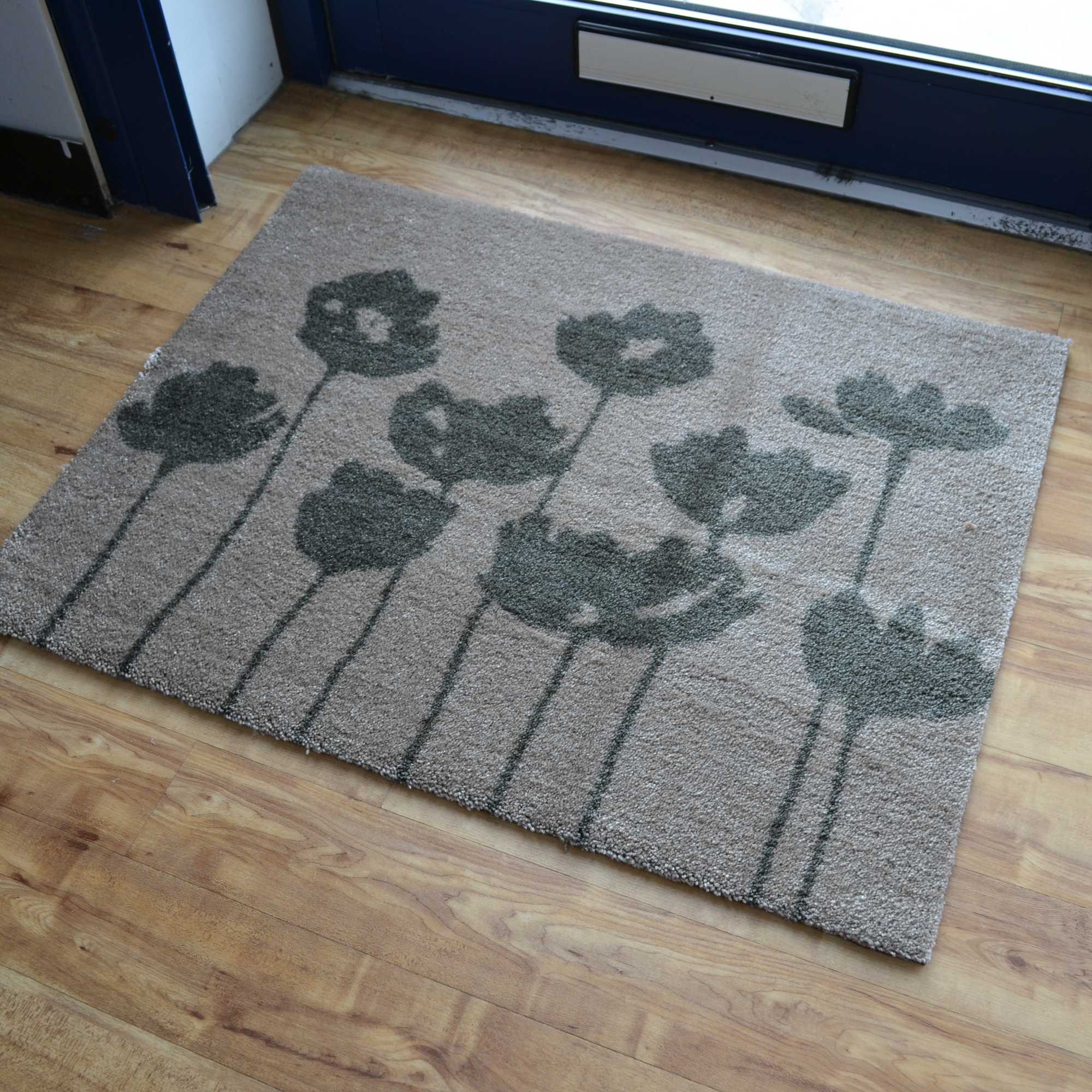 Hola Poppy Floral Doormats In Hl15 Beige Cream